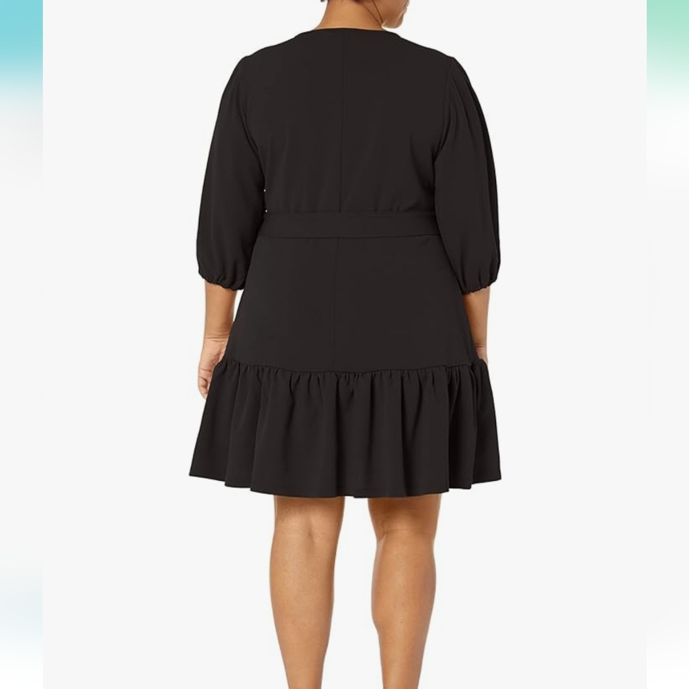 City Chic Plus Size LOVE ME KNOT Black Ruffle Belted Dress Party Large 20 - Picture 4 of 16
